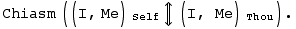 Chiasm ((I, Me)  _ Self   ⇕ (I, Me)  _ Thou) .